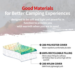 zzlamb camping blanket puffy durable fabric resists wind and water.
