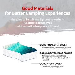 zzlamb Camping Blanket Puffy worn as poncho offers hands-free warmth outdoors