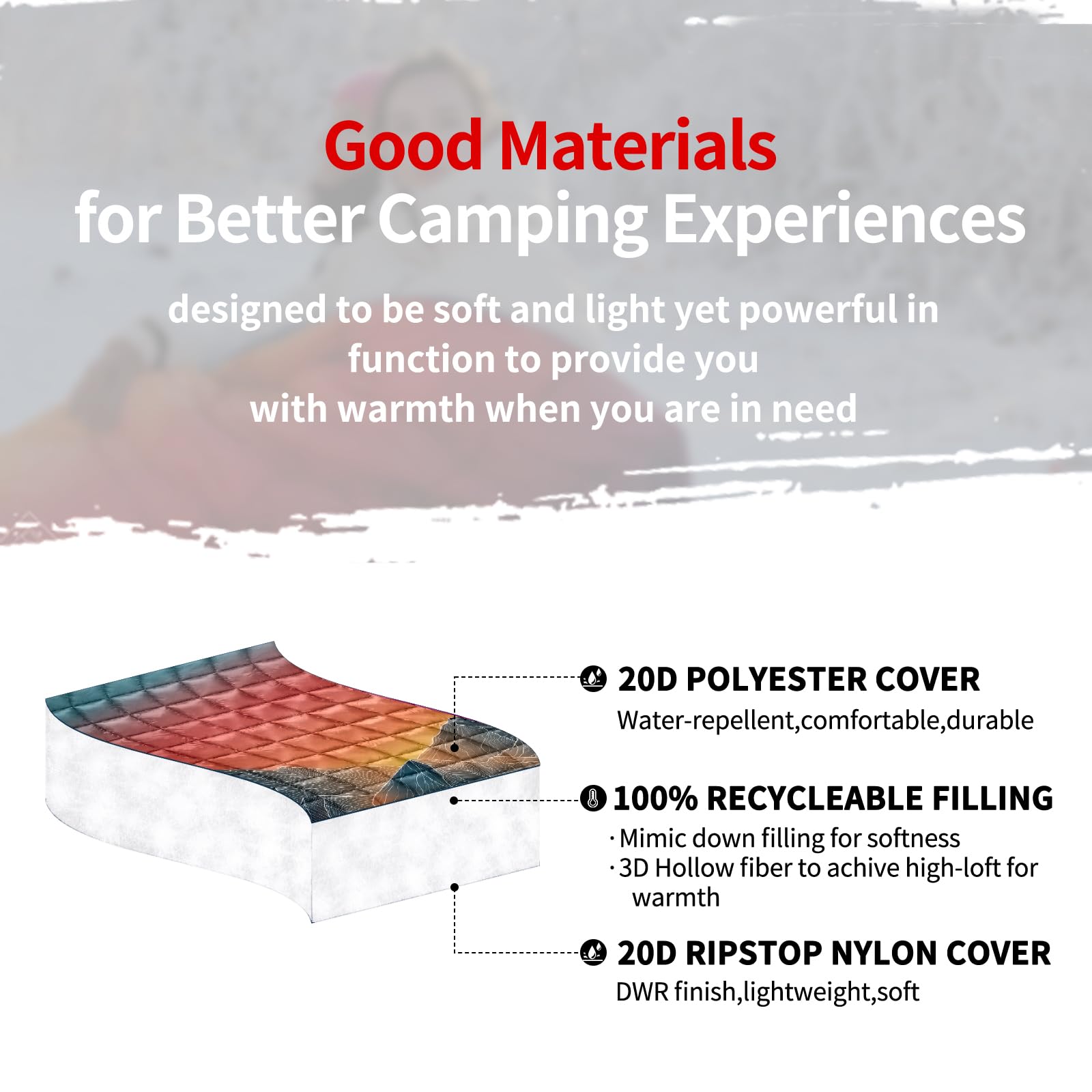 zzlamb Puffy Camping Blanket functions as a picnic mat with stake loops for stability.