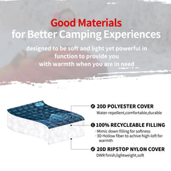 zzlamb Puffy Camping Blanket demonstrates warm retention for cool outdoor evenings.