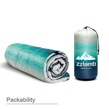 zzlamb Sherpa Puffy Blanket perfect for stadium seating and outdoor warmth.