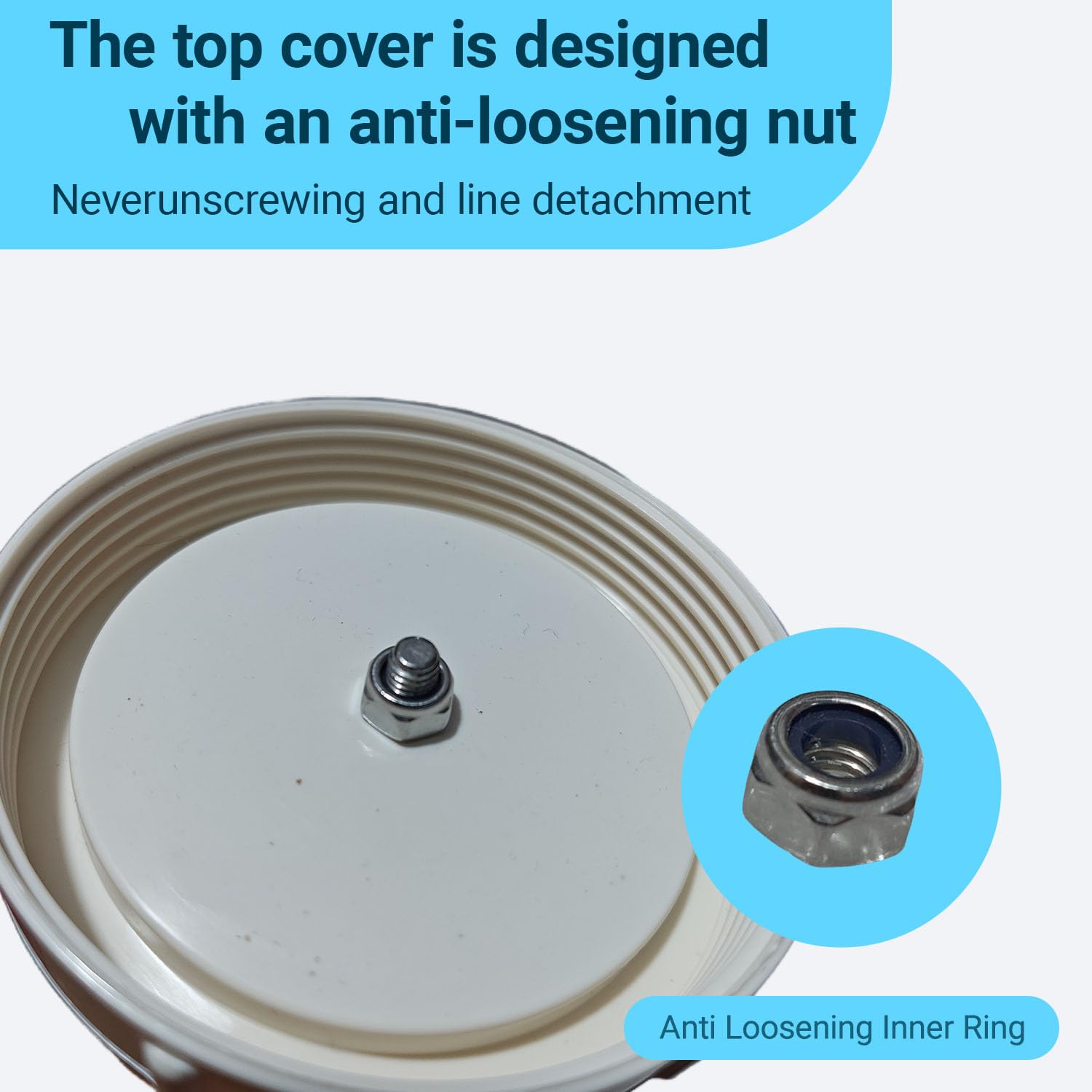 Detail of 316 stainless steel ring buckle and lock nut